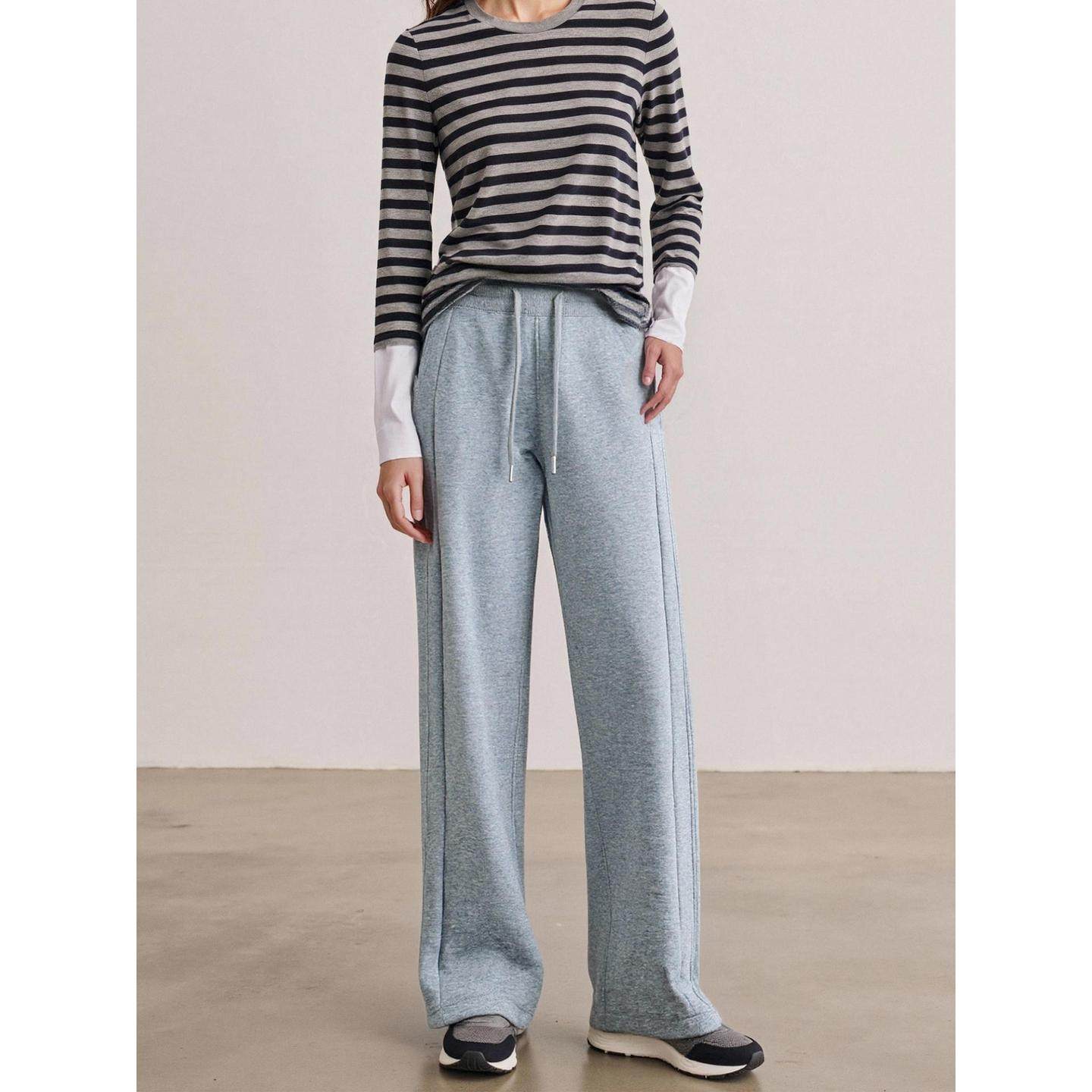 Basic House/百家好黑色阔腿运动裤女士冬季加绒加厚高腰直筒卫裤,淘宝优惠券,粉丝福利购,淘宝优惠卷