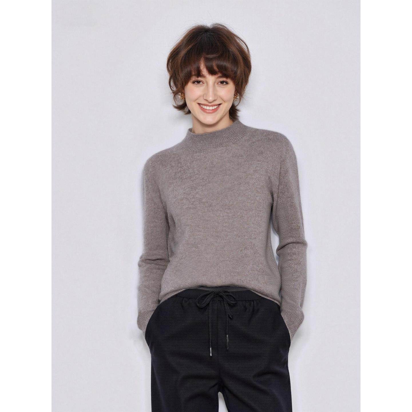 Basic House/百家好驼色100%羊毛半高领针织衫女士冬季软糯打底衫,淘宝优惠券,粉丝福利购,淘宝优惠卷