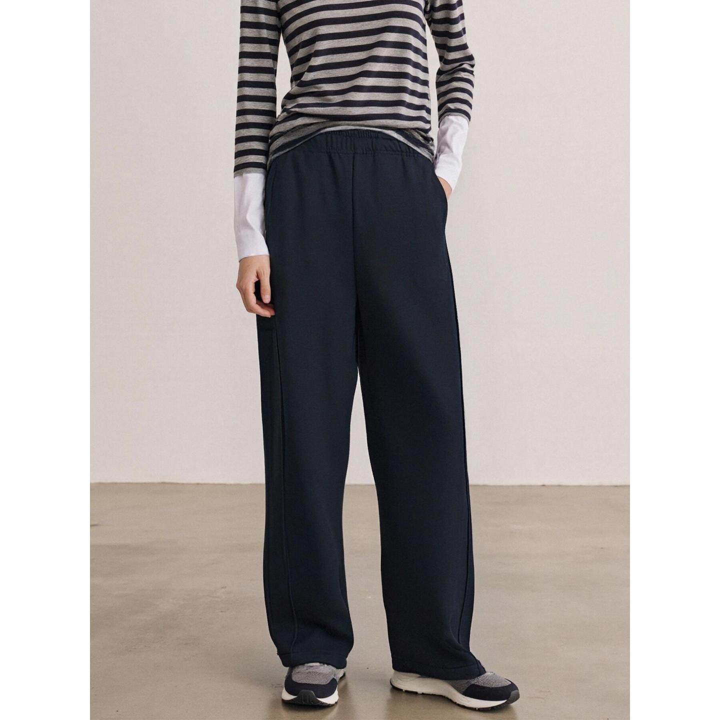 Basic House/百家好加绒黑色阔腿卫裤女冬季加厚小个子显高运动裤,淘宝优惠券,粉丝福利购,淘宝优惠卷