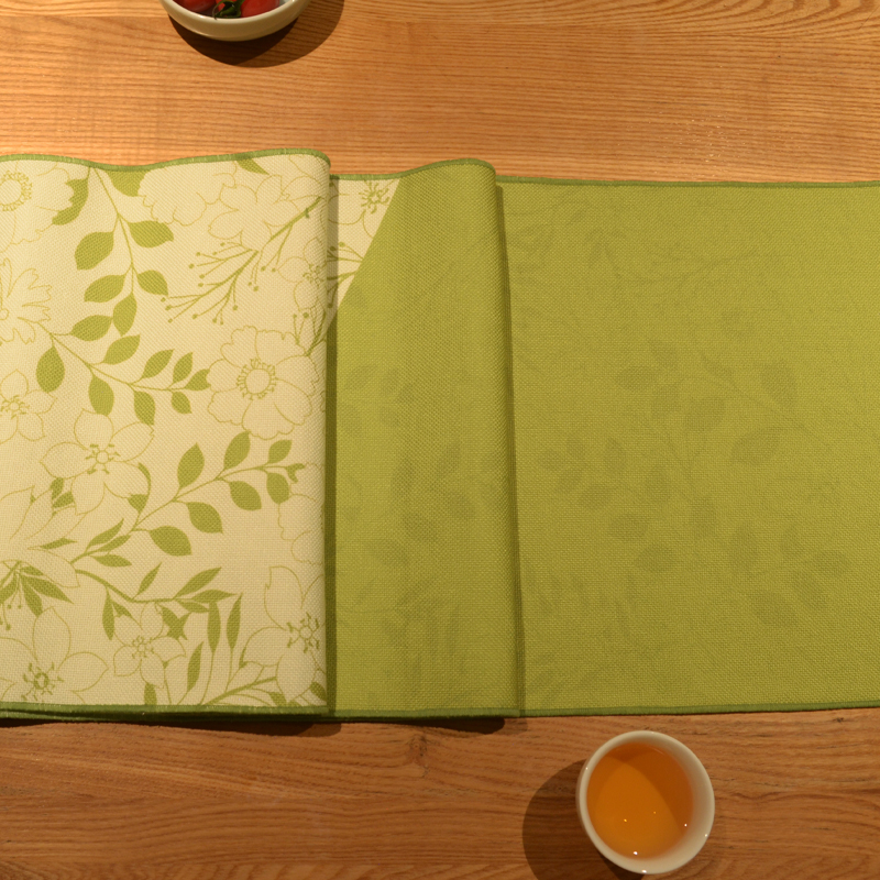 绿色桌旗轻奢高端简约茶盘垫茶席双层茶桌吸水布茶台桌布茶旗台布-图1