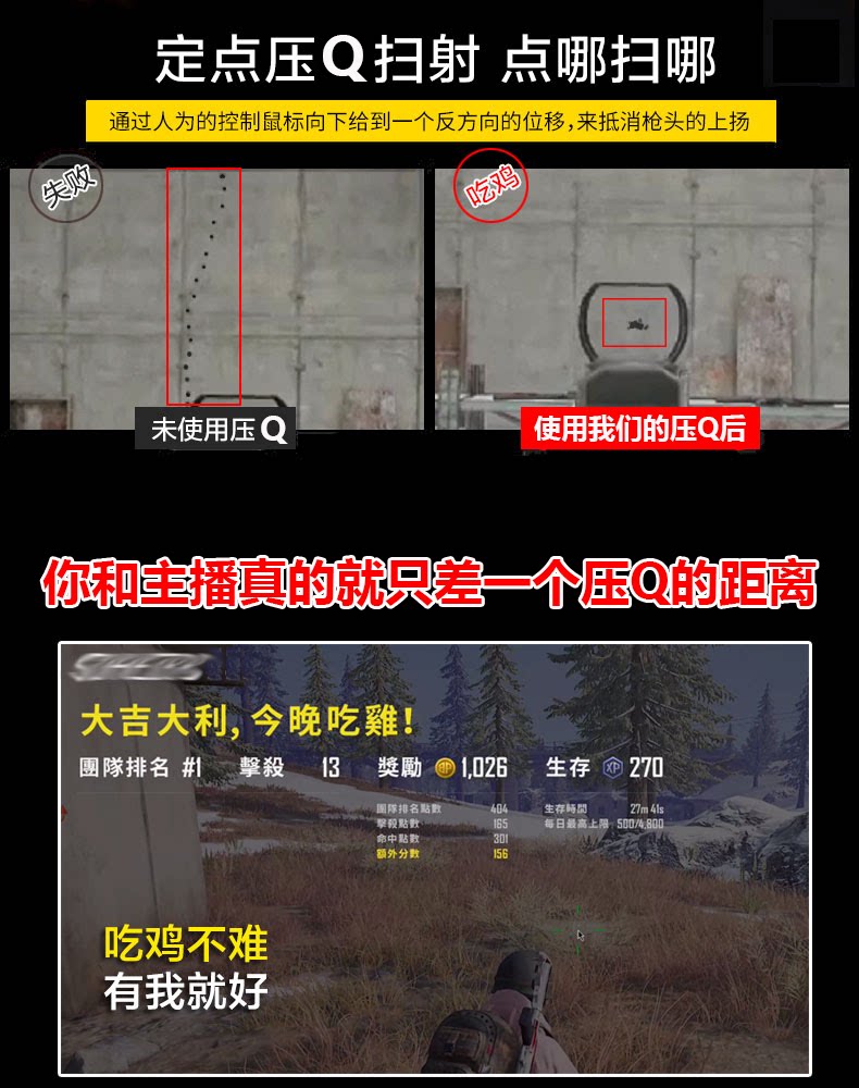 绝地求生pubg压枪宏TT压枪鼠标罗G硬件物理吃鸡宏GPW一个点抖音