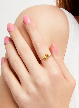 天然红宝石18K黄金戒指