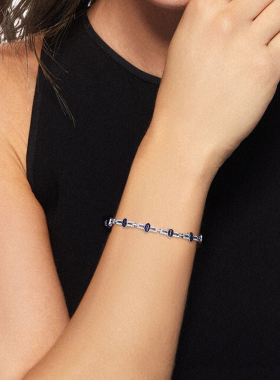 天然蓝宝石钻石手链复古artdeco