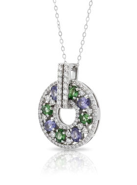 天然坦桑石沙弗莱石925银锁骨链