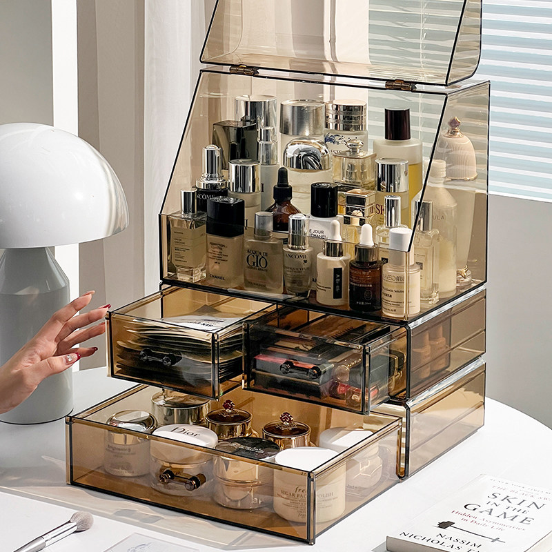 化妆品收纳盒高级感口红护肤品置物架抽屉式防尘桌面大容量化妆箱,淘宝优惠券,粉丝福利购,淘宝优惠卷