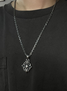 思涵银工坊个性百搭男女同款925纯银吊坠做旧3.5mm细角链阿美咔叽