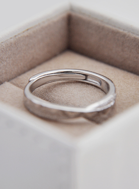 星辰大海简约钉砂纯银情侣戒指