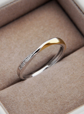 莫比乌斯环简约分色纯银情侣戒指