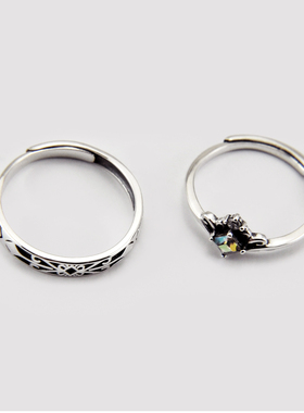 公主骑士情侣戒指原创一对纯银