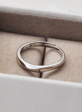 纯银原创设计情侣戒指素圈简约