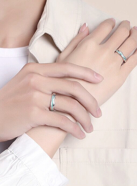 爱情海纯银情侣戒指开口珐琅对戒