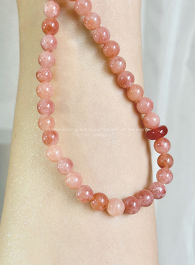 桃花粉玉髓玛瑙手链女双层叠戴显白招桃花新中式手串约会通勤百搭