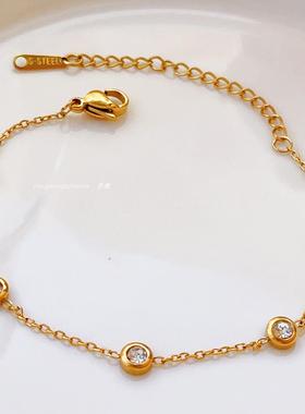 爆闪单钻泡泡锆石钛钢手链轻