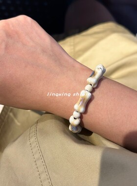 男女通用陶瓷天然石可爱骨头手链