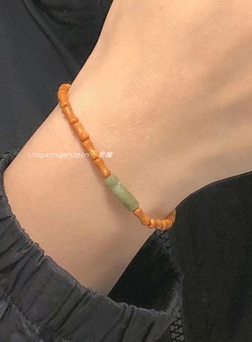 通用橄榄核寿山石民族风编织手链