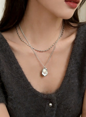 小众简约风不规则珍珠吊坠项链女ins百搭叠戴锁骨链轻奢高级颈链