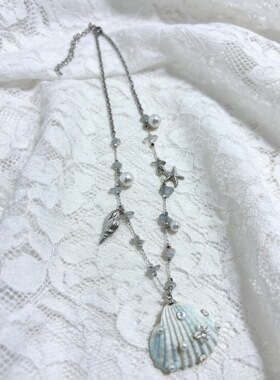 海边度假风贝壳串珠项链海小众设计轻奢质感百搭甜酷少女锁骨链潮