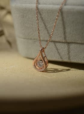 镀18k玫瑰金钻石轻奢水滴吊坠