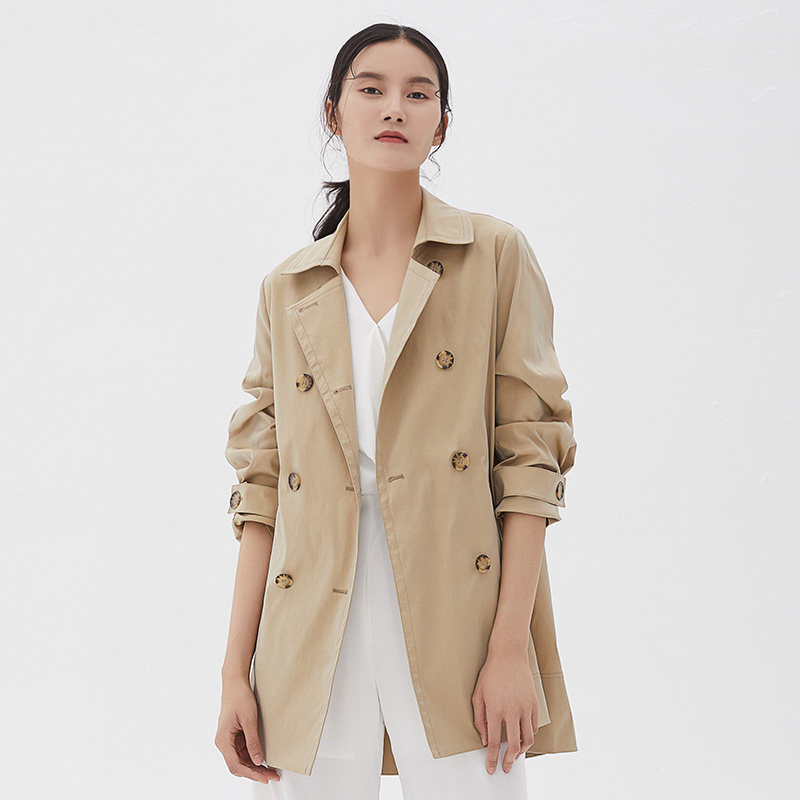 水云间卡其色双排扣中长款2020风衣 sedate风衣