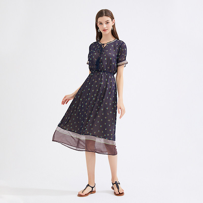 水云间系带碎花中长款2020连衣裙 sedate连衣裙