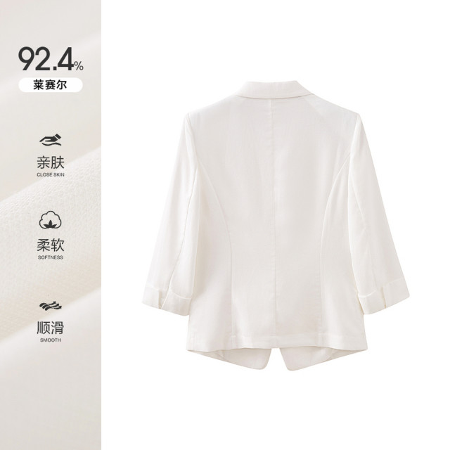 Shuiyunjian ແມ່ຍິງ Tencel Linen ສາມໄຕມາດ sleeve suit