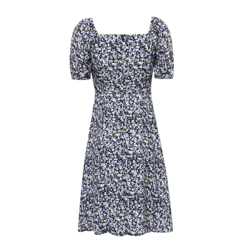 水云间方领连衣裙女2022夏中长裙子 sedate连衣裙