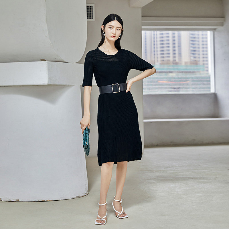 水云间纯色高腰中长裙夏季连衣裙 sedate连衣裙