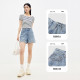 Shuiyunjian ແສງສະຫວ່າງສີຟ້າ Denim ສັ້ນແອວສູງຂອງແມ່ຍິງອາເມລິກາ Retro Street A-Line Wide Leg Pants Pure Cotton 2026 Summer