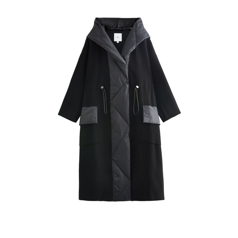 水云间拼接假两件2022绵羊毛大衣 sedate毛呢外套