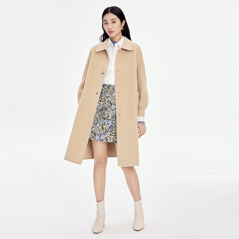 水云间新款羊毛双面女中长款呢大衣 sedate毛呢外套