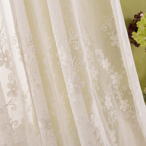 韩式窗帘田园小花清爽百搭刺绣窗纱卧室客厅飘窗书房成品定制窗帘,淘宝优惠券,粉丝福利购,淘宝优惠卷