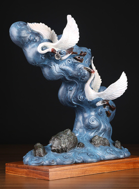 黄铜鹤庆祥和中式风开业乔迁摆件