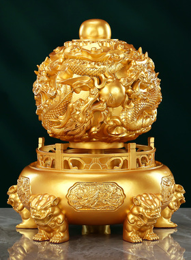 黄铜九转乾坤鼎摆件客厅办公室