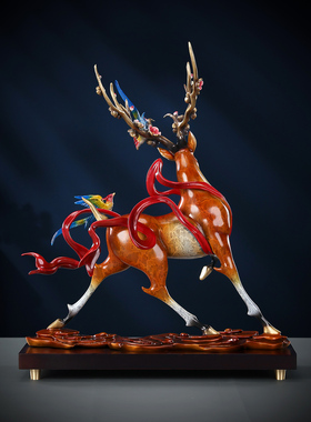 彩铜梅花鹿摆件开业乔迁礼盒装