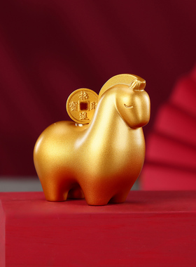 黄铜金色实心马上赚钱摆件