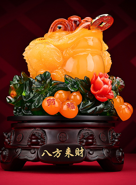 树脂八方来财金蟾摆件