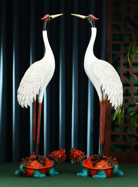 黄铜龟鹤延年摆件仙鹤一对