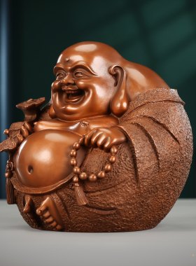 新中式紫铜弥勒佛摆件一团和气