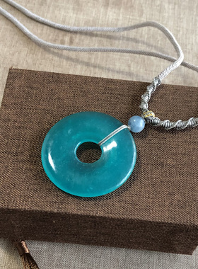 天河石吊坠晶体好平安扣玉壁实物