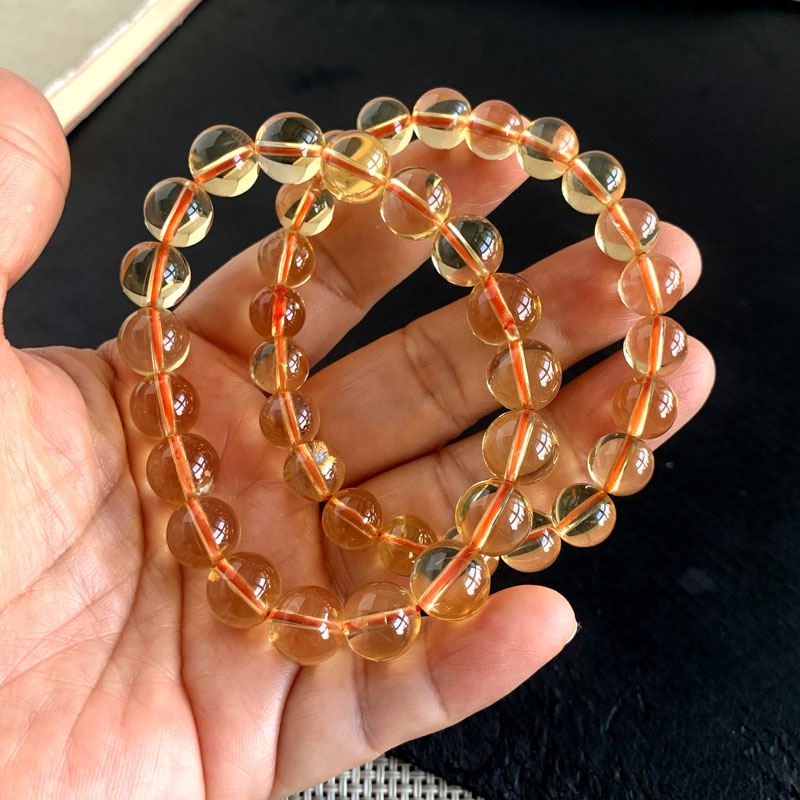 水玉冰魄天然巴西黄水晶手链橘黄水晶手串饰品礼物暴力黄实物多款 - 图0