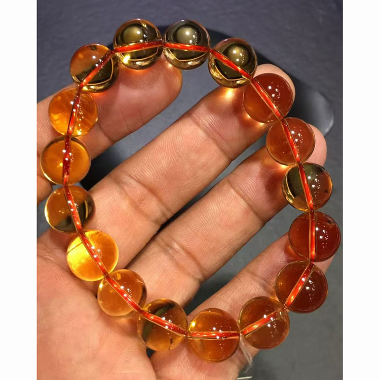 水玉冰魄天然巴西黄水晶手链橘黄水晶手串饰品礼物暴力黄实物多款 - 图2
