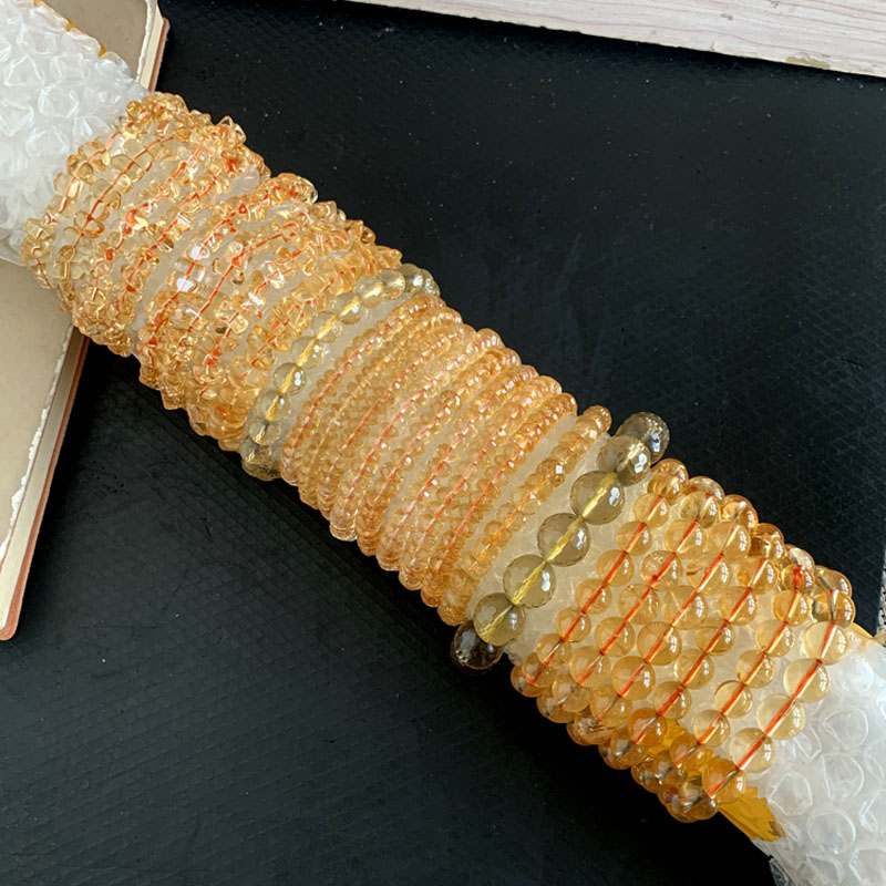 水玉冰魄天然巴西黄水晶手链橘黄水晶手串饰品礼物暴力黄实物多款 - 图1
