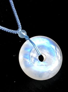 天然月光石平安扣毛衣链