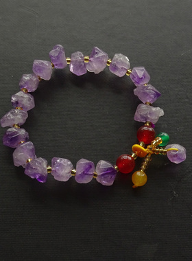 天然紫水晶原石手串紫晶原矿