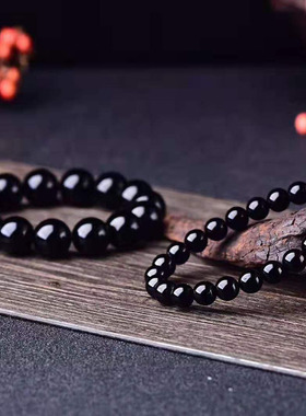 天然男女款多规格乌金黑曜石手串