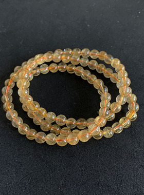 天然金发晶三圈手链佛珠