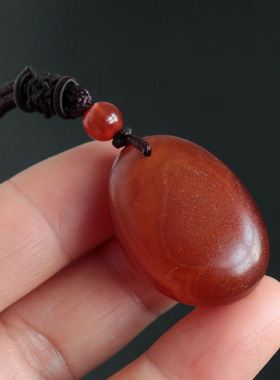 天然红玛瑙原石吊坠毛衣链