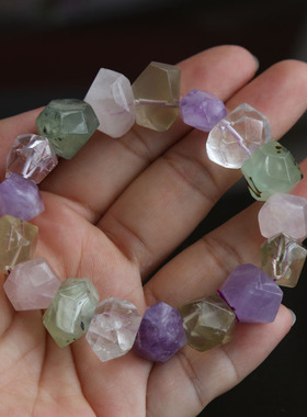 水玉冰魄天然紫水晶绿紫粉白手链