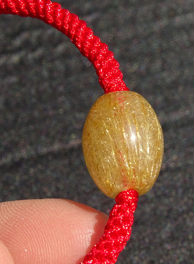 天然发晶编织红绳手链