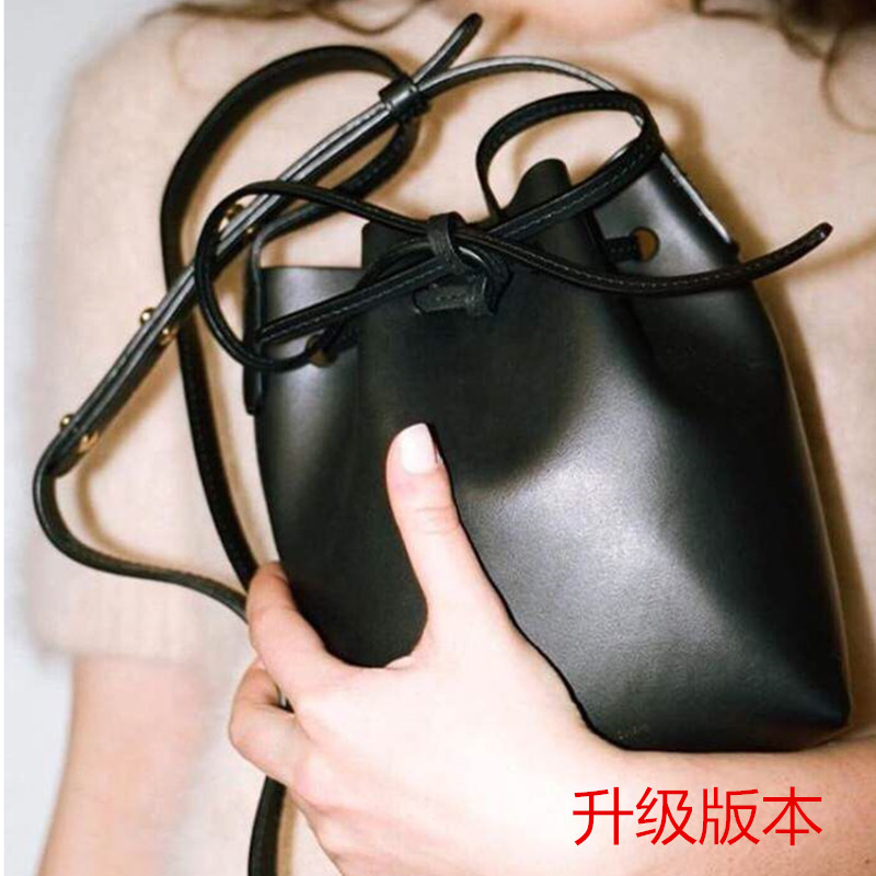 mg水桶包mini真皮女包牛皮迷你2019新款百搭單肩斜跨包高圓圓同款